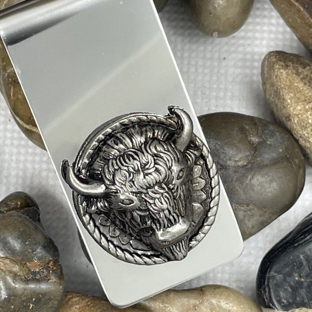 BUFFALO 3D Money Clip Stainless Steel Quality Wedding Party Gift FATHERS DAY NEW